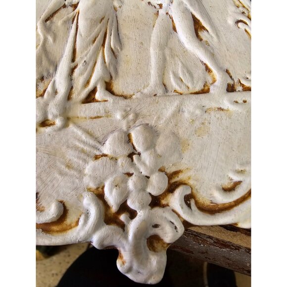 Romantic Bisque Ceramic Relief Plaques – Classical Pair with Cherub-Inspired Orn - Picture 13 of 14